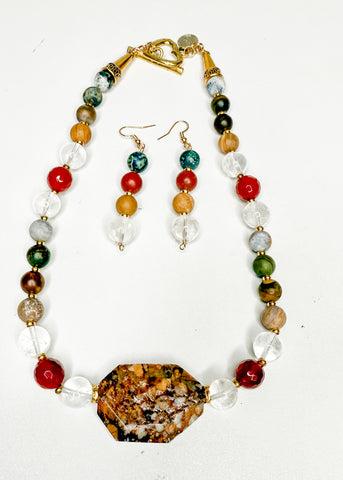 Earth Tone Necklace & Earrings Set