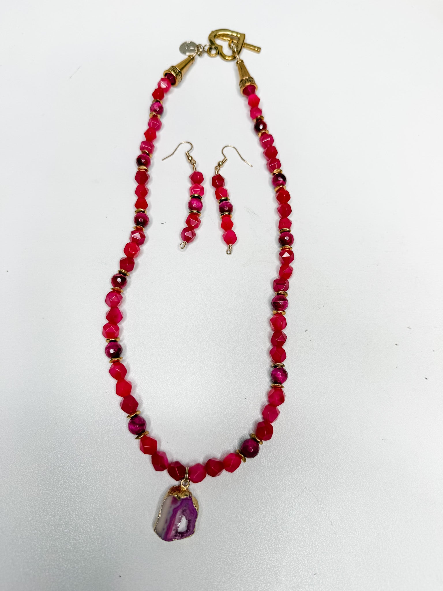 Magenta Necklace & Earrings Set