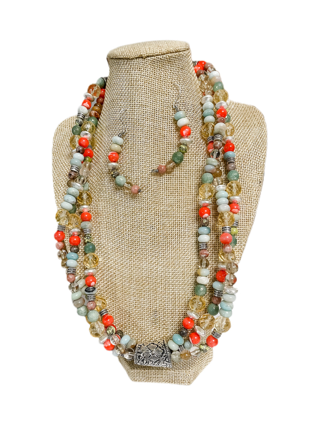 Coral Necklace & Earrings Set