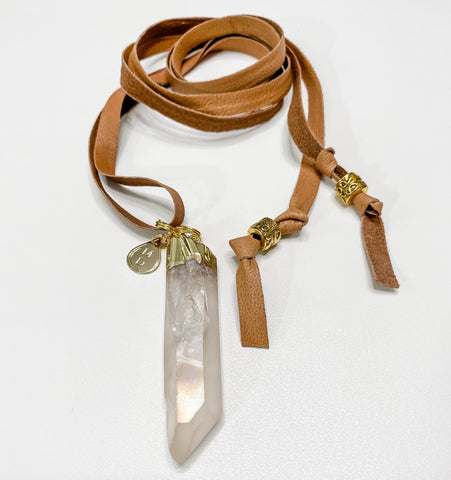 Quartz & Leather Multi-Wear Necklace