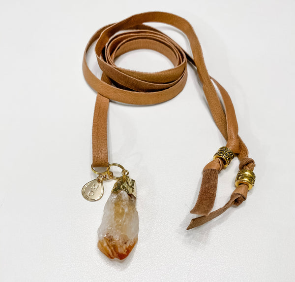 Quartz & Leather Multi-Wear Necklace