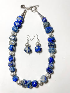 Lapis Lazuli Necklace & Earrings Set
