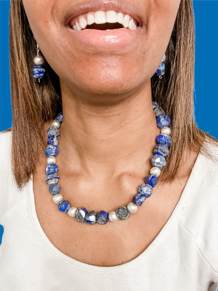 Lapis Lazuli Necklace & Earrings Set