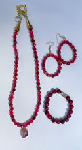 Load image into Gallery viewer, Magenta Necklace, Earrings, and Bracelet Set
