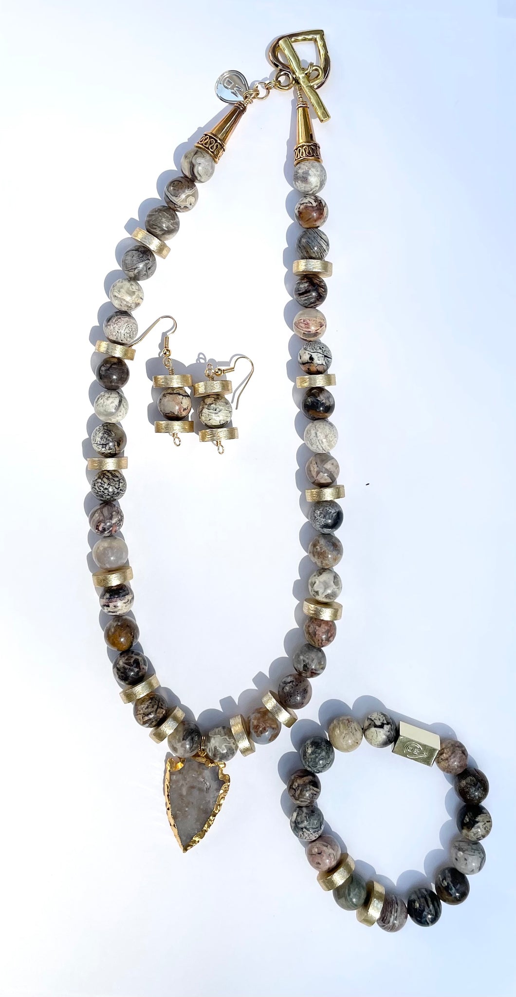 Warrior Necklace, Earrings, and Bracelet Set