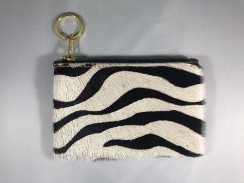 Calf Hair and Italian Leather Keychain Bag